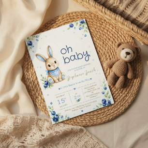 Invitation pour la Baby Shower de Blue Bunny Boy