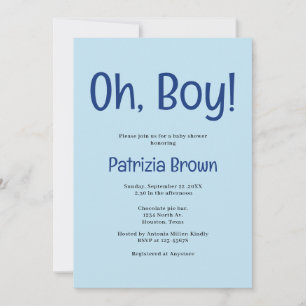 Invitation pour la Baby Shower Oh Boy Blue