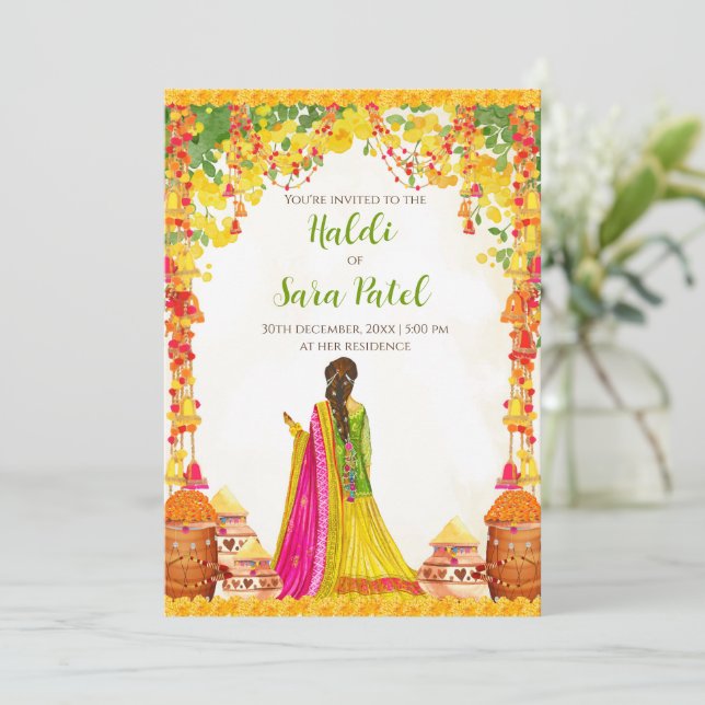 Invitation pour la cérémonie Haldi de mariage & in (Debout devant)