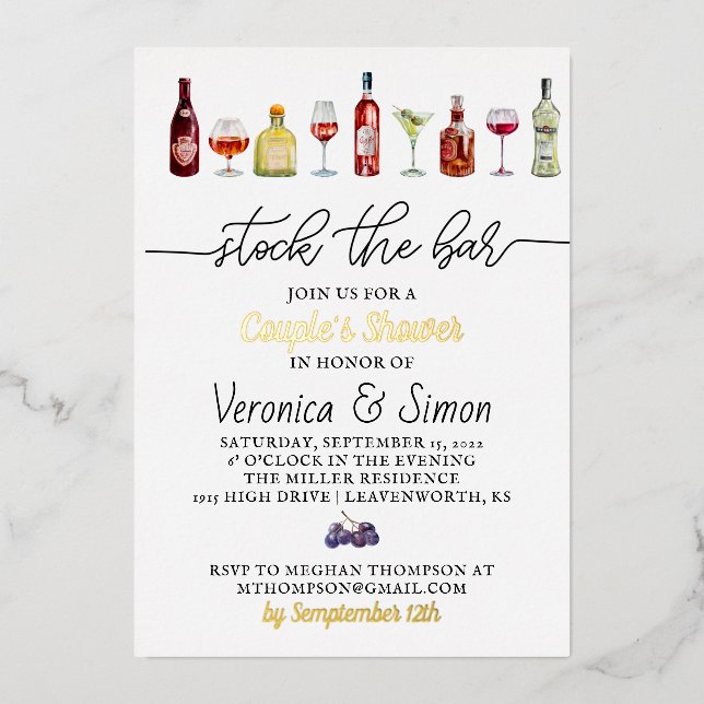 Invitation pour la douche de couple 'Stock the Bar (Recto)
