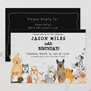 Invitation pour la fête d'anniversaire, Chiens mig