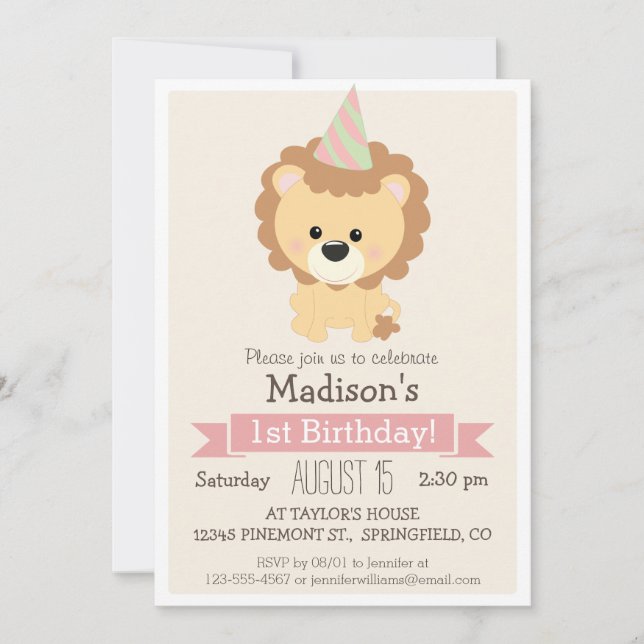 Invitation pour la fête d'anniversaire de la petit (Devant)