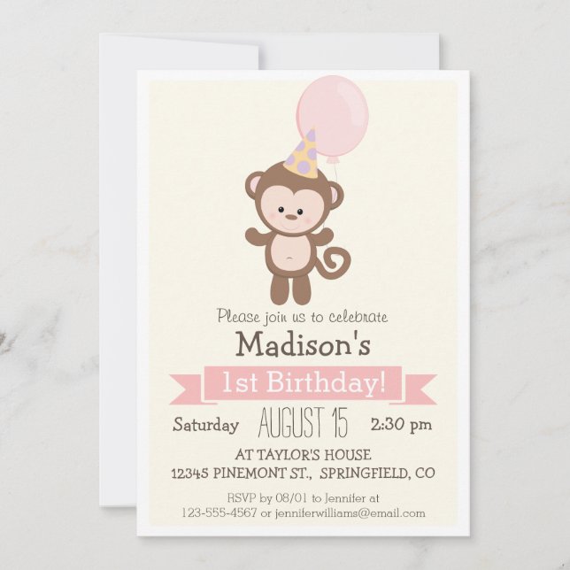 Invitation pour la fête d'anniversaire de la petit (Devant)