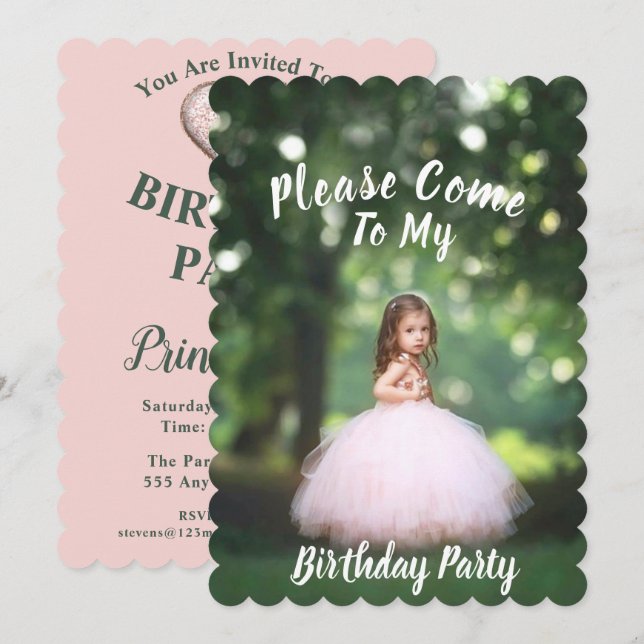 Invitation pour la fête d'anniversaire de l'enfant (Devant / Derrière)