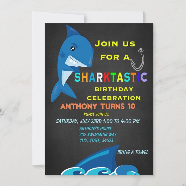 Invitation pour la fête d'anniversaire de Sharktas (Devant)