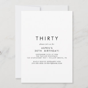 Invitation pour la fête d'anniversaire des 30 ans 
