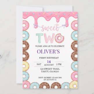 Invitation pour la fête d'anniversaire Donut Sweet