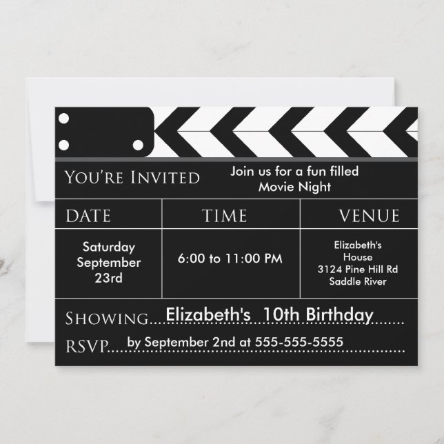 Invitation pour la fête d'anniversaire du FILM (Devant)