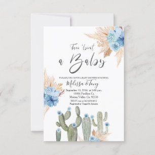 Invitation pour la fête de bébé garçon BLUE Cactus