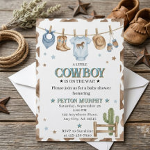 Invitation pour la fête de bébé garçon Blue Cowboy