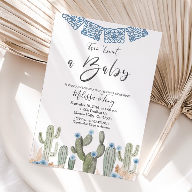 Invitation pour la fête de bébé garçon Cactus Taco (Créateur téléchargé)