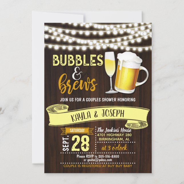 Invitation pour la fête de couples Bulles & Bières (Devant)