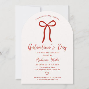 Invitation pour la fête de Galentine avec un nœud 