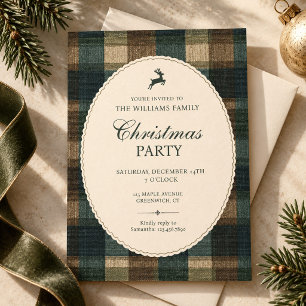 Invitation pour la fête de Noël avec renne à carre