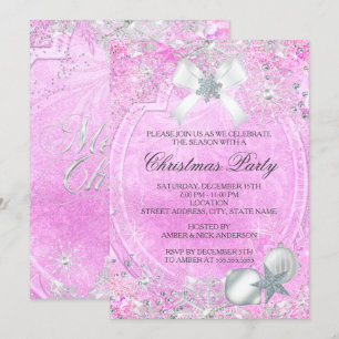 Invitation pour la fête de Noël avec un nœud en fl