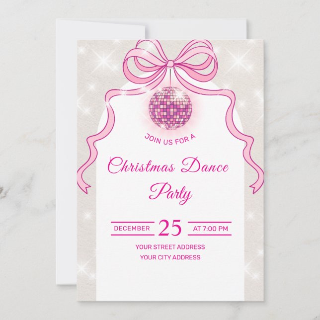 Invitation pour la fête de Noël des filles Pink Di (Devant)