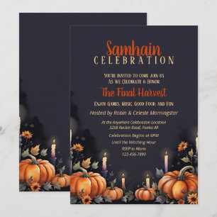 Invitation pour la fête de Samhain avec citrouille