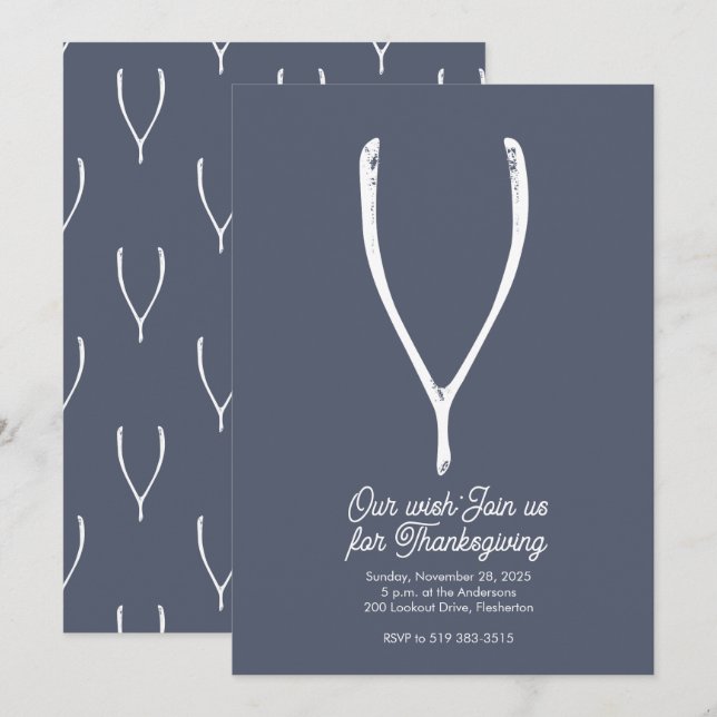 Invitation pour la fête de Thanksgiving Wishbone (Devant / Derrière)