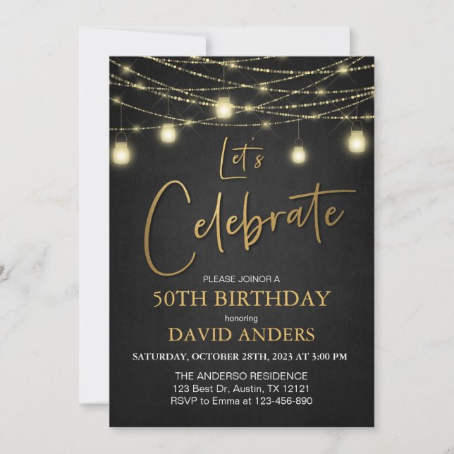 Invitation pour la fête du 40e anniversaire pour h (Devant)