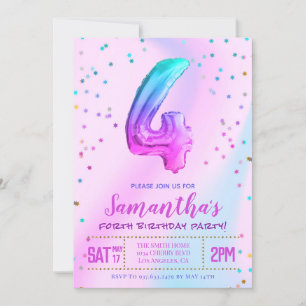Invitation pour la fête du quatrième anniversaire