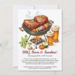 Invitation pour la fête estivale de BBQ et de bièr