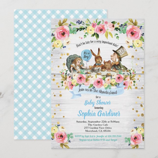 Invitation pour la fête prénatale de bébé garçon A (Devant / Derrière)