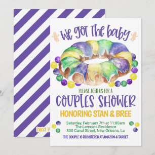 Invitation pour la fête prénatale de bébé Mardi Gr