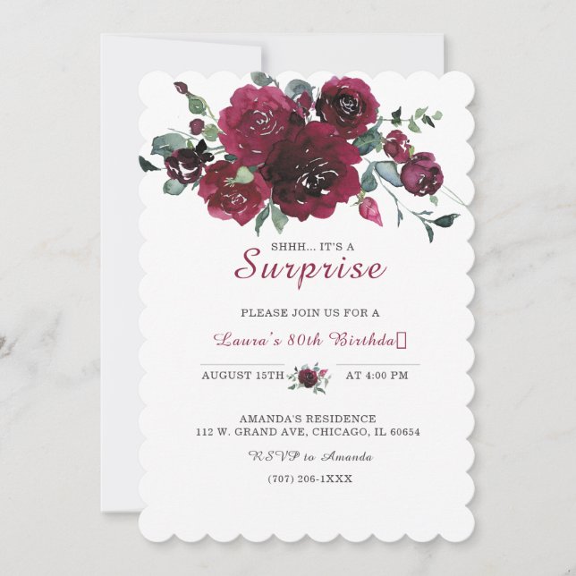 Invitation Pour la fête surprise du 80e anniversaire (Devant)