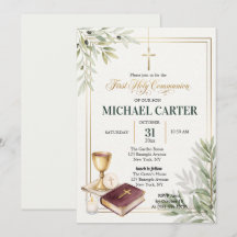 Invitation pour la Première Communion avec Branche