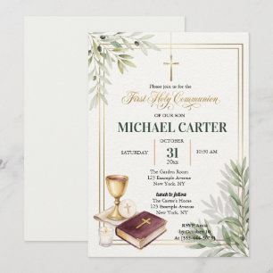 Invitation pour la Première Communion avec Branche