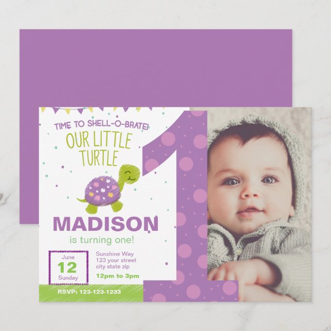 Invitation pour la première fête d'anniversaire de (Devant / Derrière)