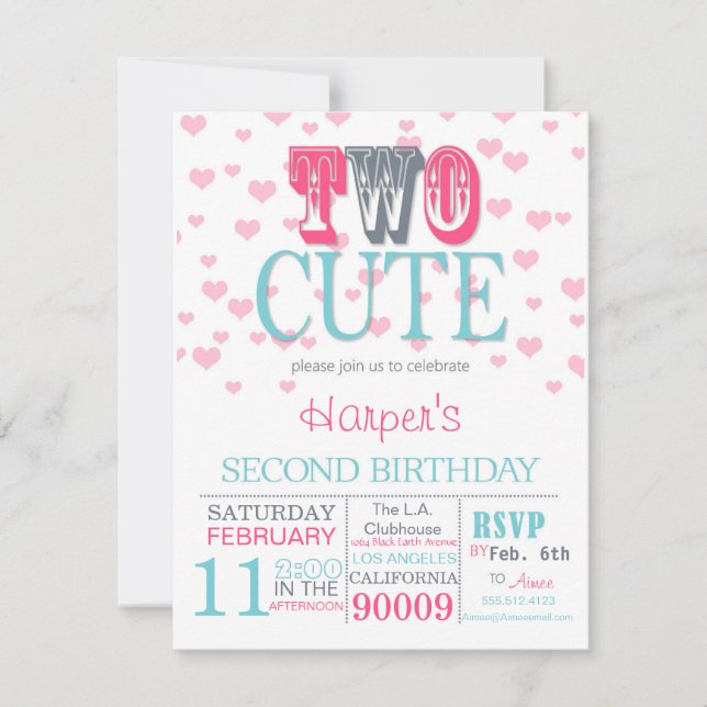 Invitation pour la Saint-Valentin 2° anniversaire (Devant)
