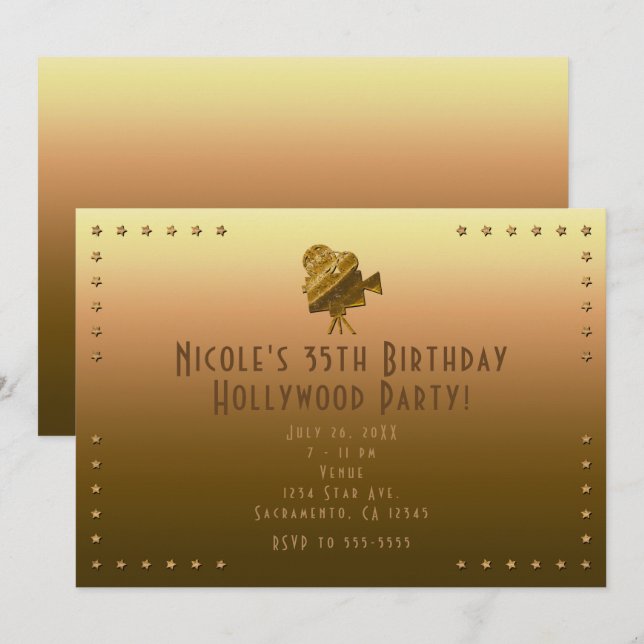 Invitation pour la soirée cinéma tout en or et les (Devant / Derrière)