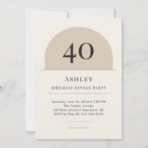 Invitation pour la soirée d'anniversaire des 40 an