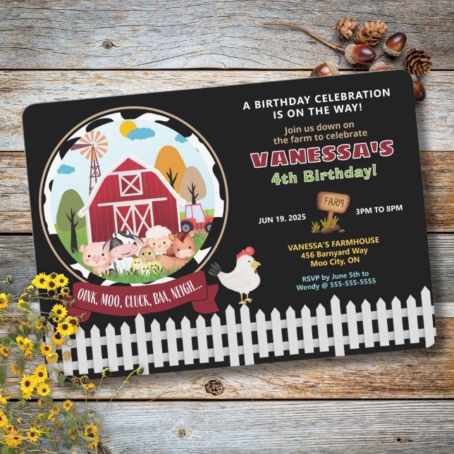 Invitation pour l'anniversaire Barnyard Bash (Farm theme birthday invitation)