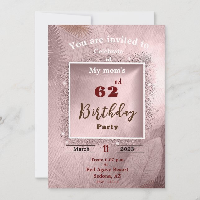 Invitation pour l'anniversaire de la mère (Devant)