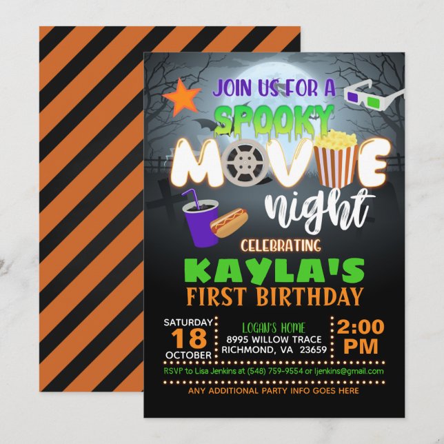 Invitation pour l'anniversaire de la nuit du ciném (Devant / Derrière)