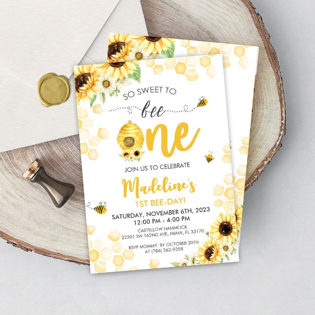 Invitation pour l'anniversaire de l'abeille de mie (Créateur téléchargé)