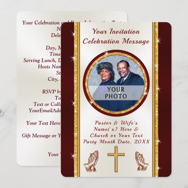Invitation pour l'anniversaire de l'église ou TOUT (Devant / Derrière)