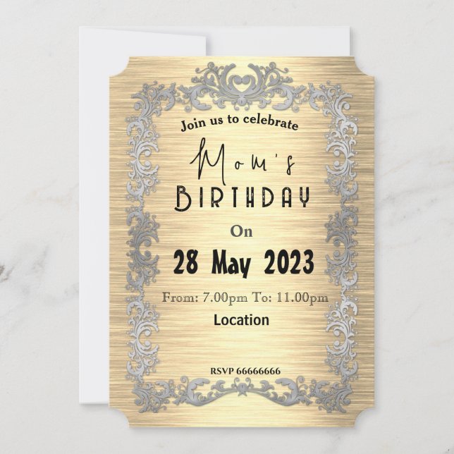 Invitation pour l'anniversaire de maman (Devant)