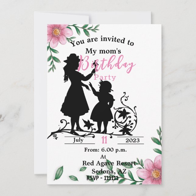 Invitation pour l'anniversaire de maman (Devant)
