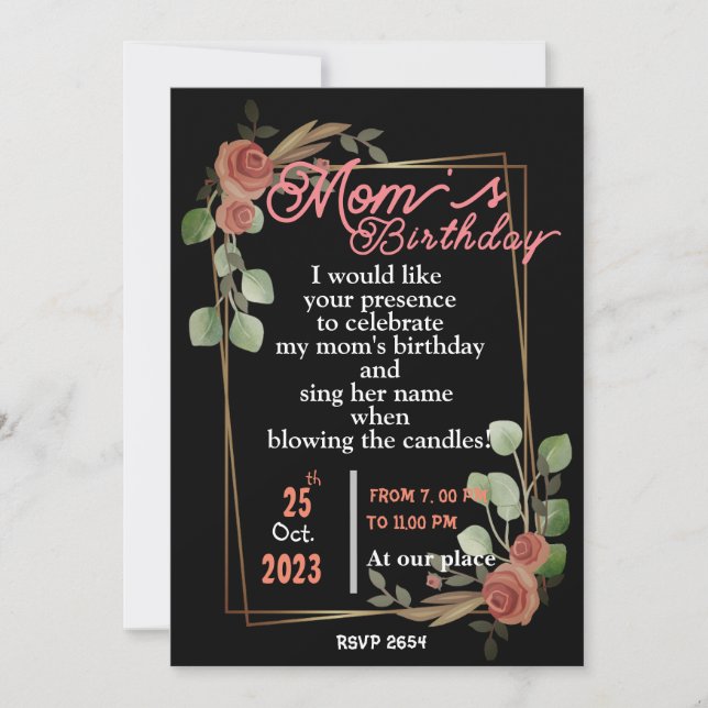 invitation pour l'anniversaire de maman (Devant)