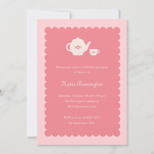 Invitation pour l'anniversaire de Tea Party (Devant)