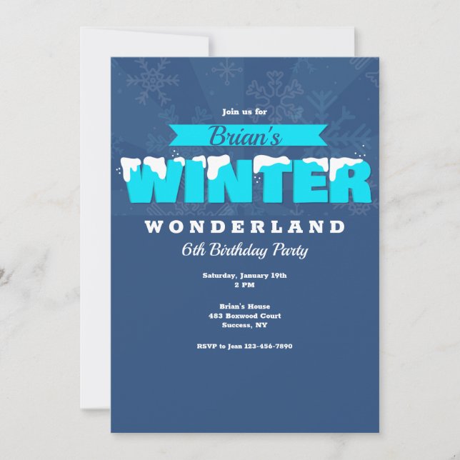 Invitation pour l'anniversaire de Winter Wonderlan (Devant)