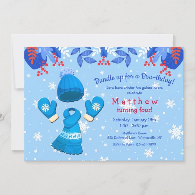 Invitation pour l'anniversaire de Winter Wonderlan (Devant)