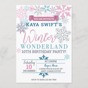 Invitation pour l'anniversaire de Winter Wonderlan