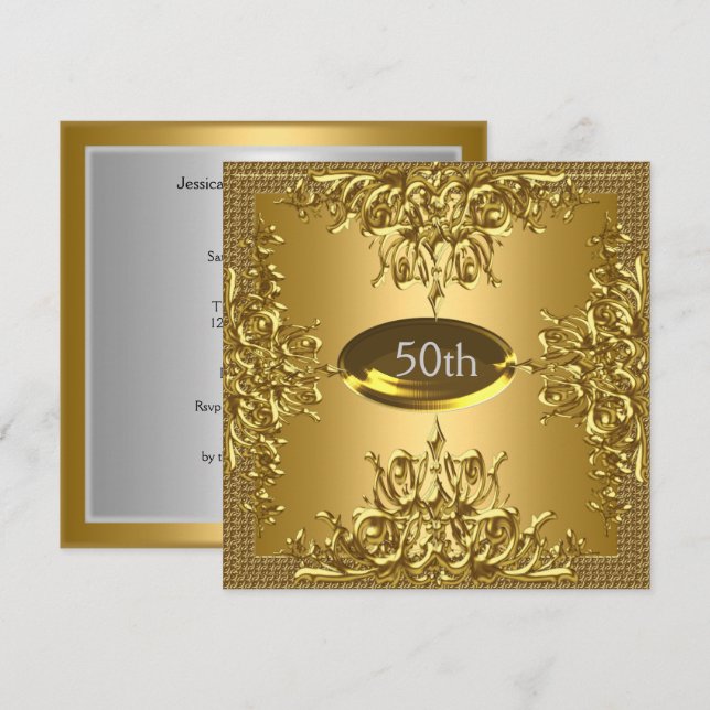 Invitation pour l'anniversaire des 50 ans en or (Devant / Derrière)