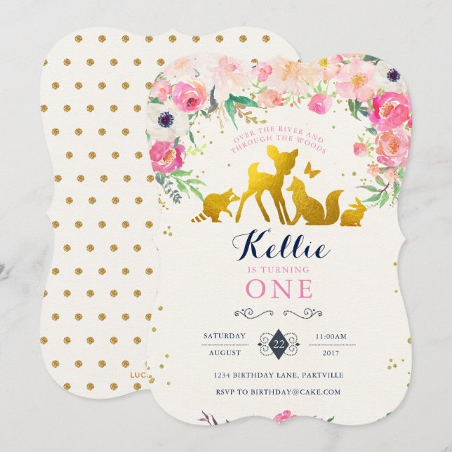 Invitation pour l'anniversaire des bois (Devant / Derrière)