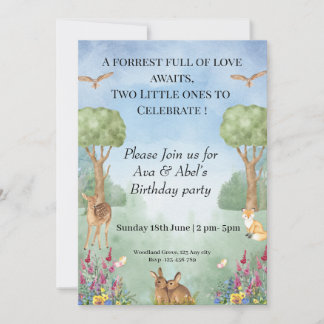 Invitation pour l'anniversaire des bois - Forêt ju