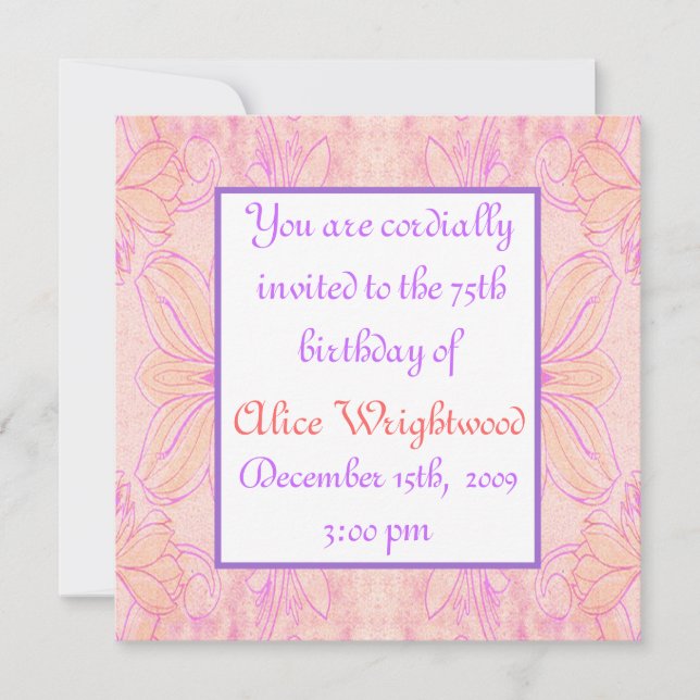 Invitation pour l'anniversaire des dames (Devant)